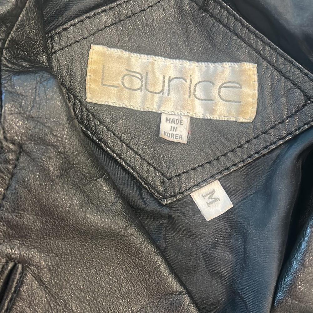 VTG Laurice Black Genuine Leather Double Breasted MOTO BIKER Jacket sz M Coat - Picture 4 of 14